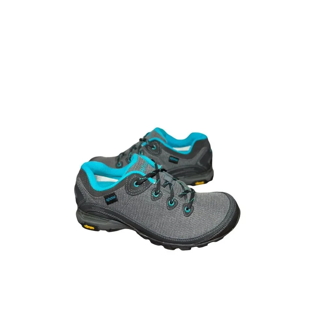 Ahnu Women's Gray Athletic Shoe with Teal Accents size 8.5